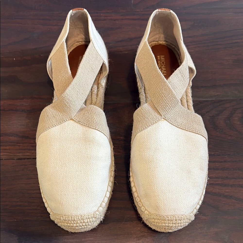 Michael Kors Beige Cross-Strap Espadrilles
